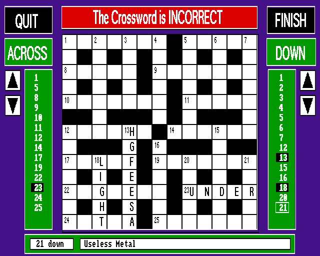 1 Across 2 Down