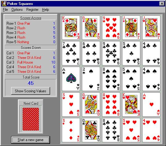 Amazing Poker Squares