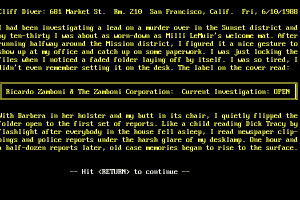 Cliff Diver, Investigator for Hire: Crime to the Ninth Power
