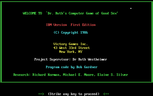 Dr. Ruth's Computer Game of Good Sex