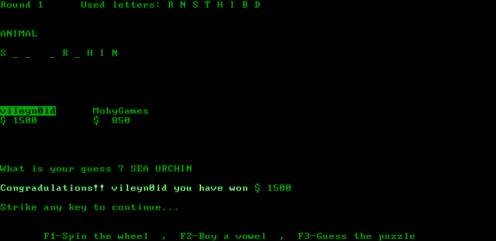 IBM PC Wheel of Fortune