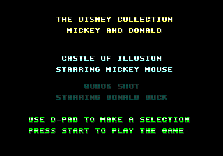 The Disney Collection: Quackshot Starring Donald Duck & Castle of Illusion Starring Mickey Mouse