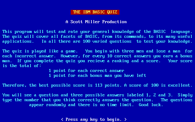 The IBM Basic Quiz