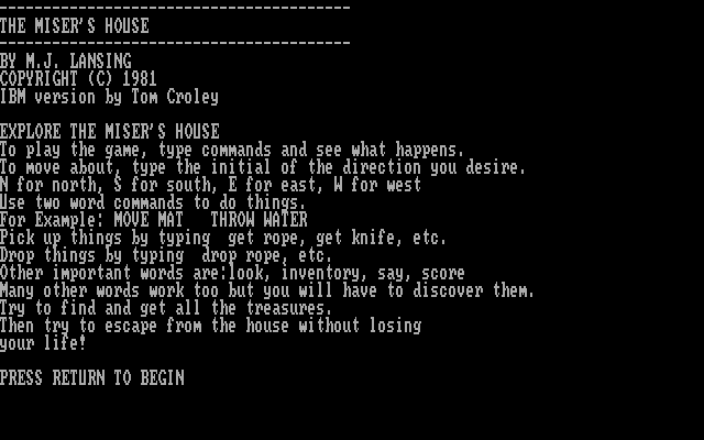 The Miser's House