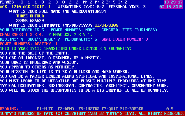 Tommy's Numbers Of Fate