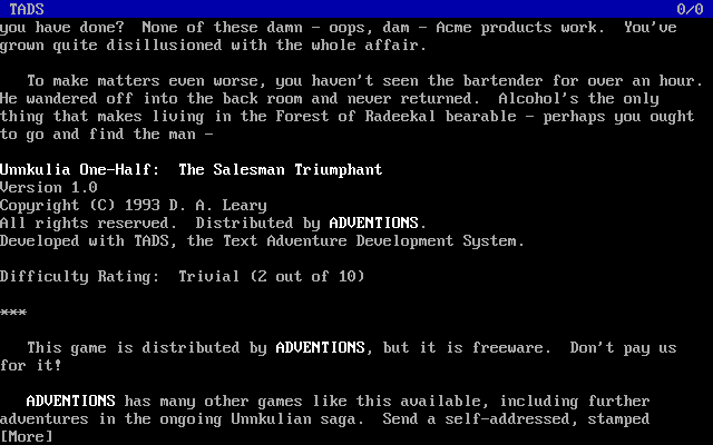 Unnkulia One-Half: The Salesman Triumphant