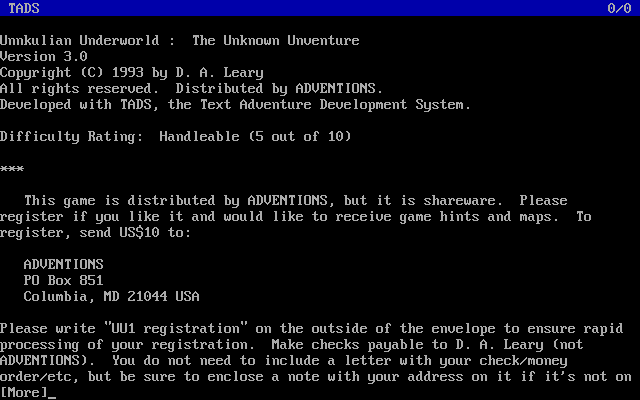 Unnkulian Underworld: The Unknown Unventure