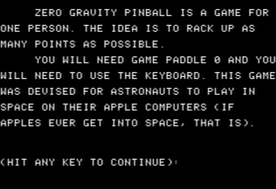 Zero Gravity Pinball